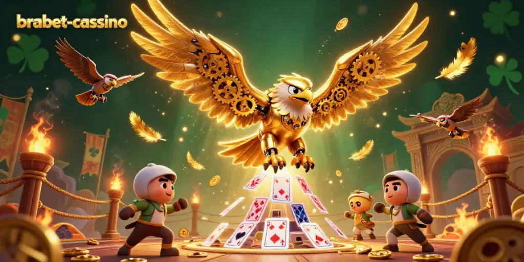 Experience thrilling gameplay with brabet-cassino as a cybernetic eagle dives into a sea of holographic cards.