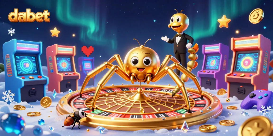 dabet showcases a thrilling scene with a golden spider in a roulette web, enhancing the gaming experience.