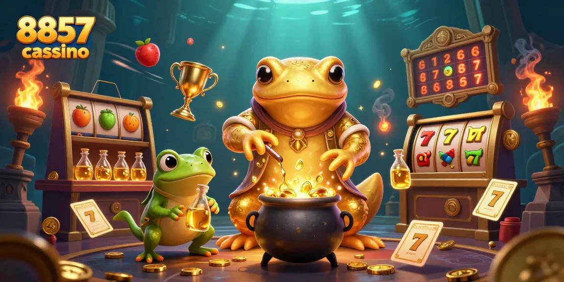 Experimente o 8857 cassino com uma cena vibrante de slots e ouro mágico.