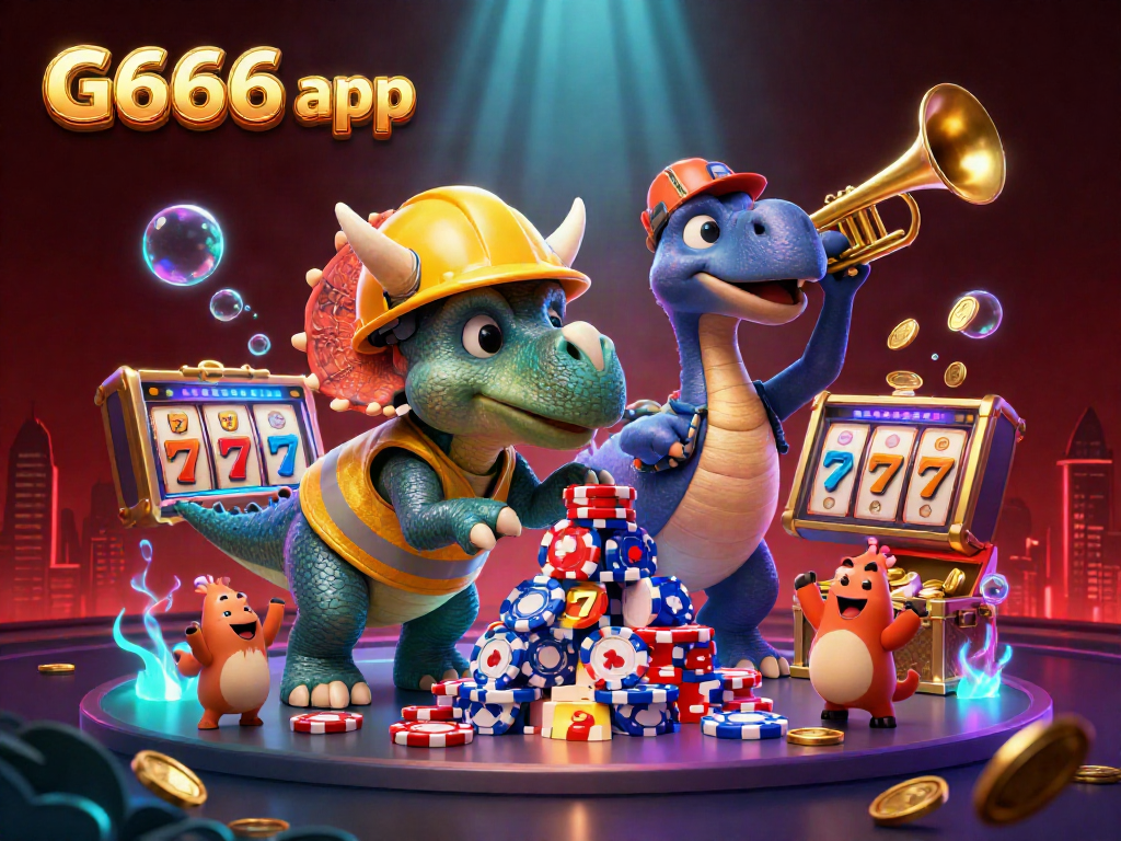 Experience thrilling gaming with the G666 app featuring dynamic casino elements in an exciting illustration.