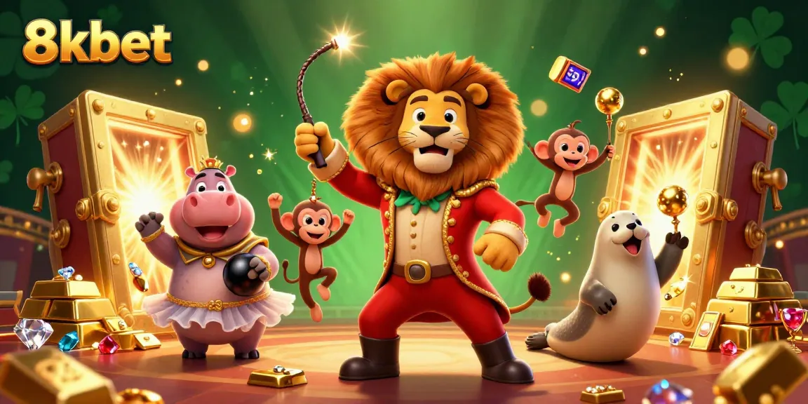 Experience thrilling gameplay at 8kbet online casino with vibrant characters and golden treasures.