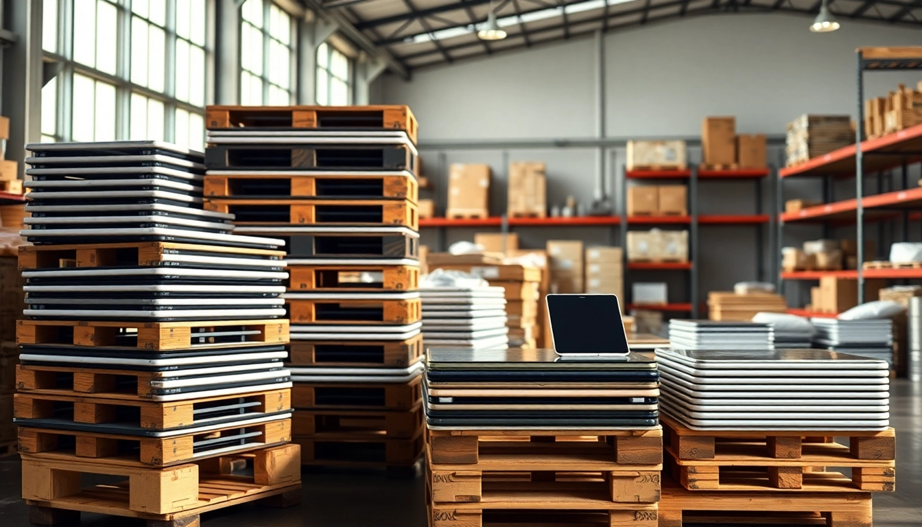 Showcasing iPad pallets for sale in a modern warehouse environment with clear organization.