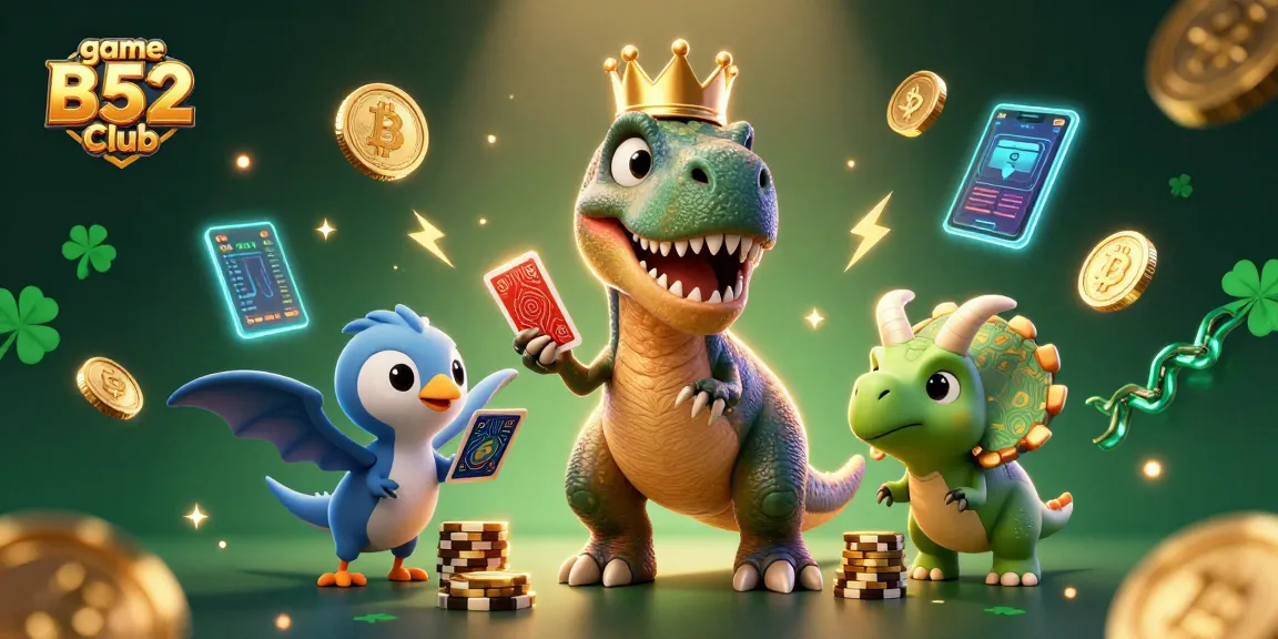 Engage in the exciting game B52 Club with animated characters and neon elements in a vibrant casino scene.