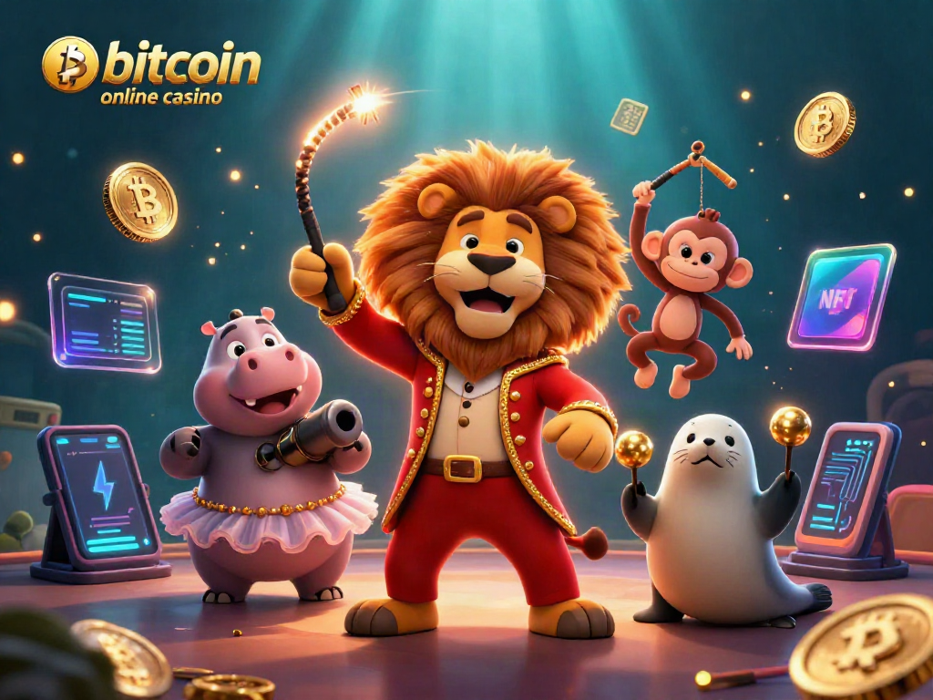 Experience the excitement of the bitcoin online casino with vibrant characters and digital elements.