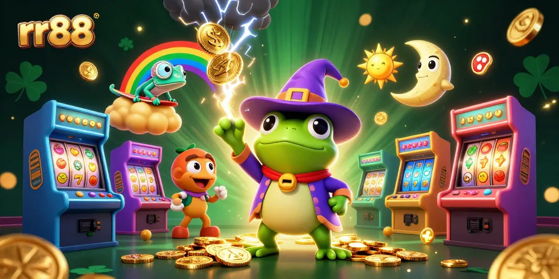 Experience rr88's thrilling casino adventure with vibrant characters and rich gaming elements in a magical scene.