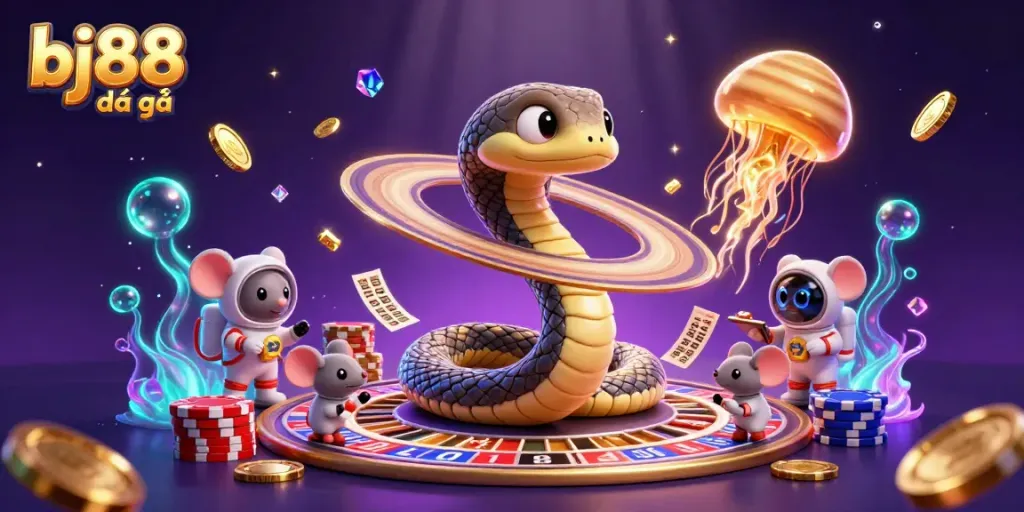 Experience the excitement of bj88 đá gà with immersive betting scenes and cosmic elements.