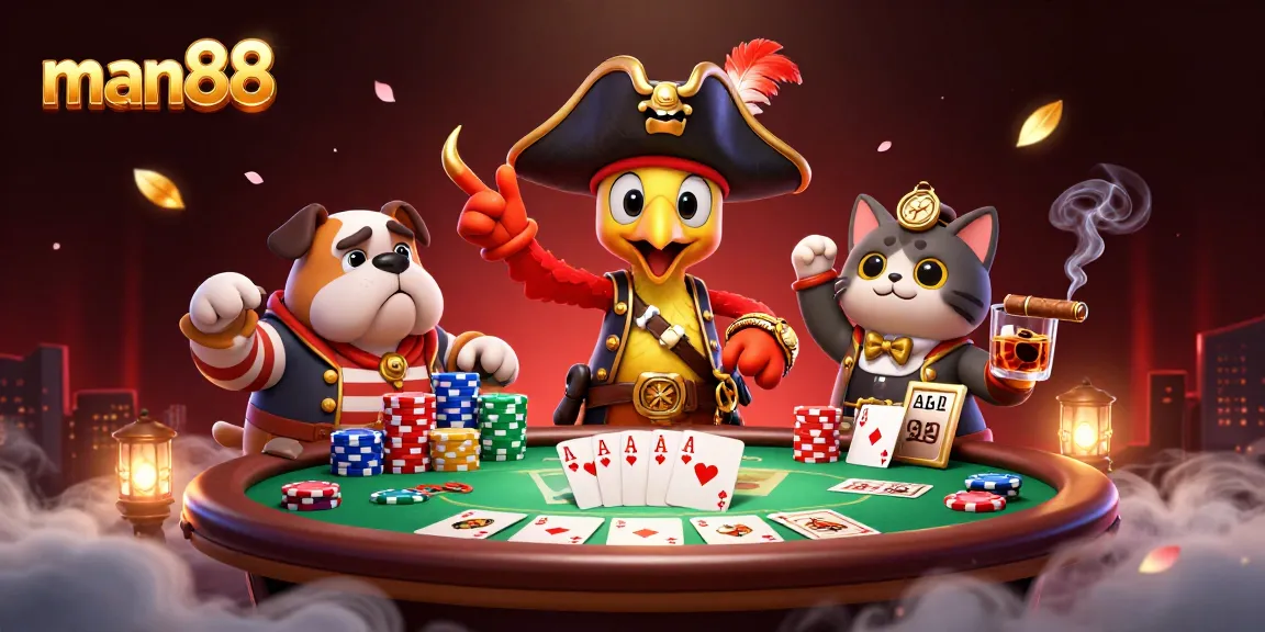 Experience man88's thrilling poker scene with captivating characters and gameplay elements.