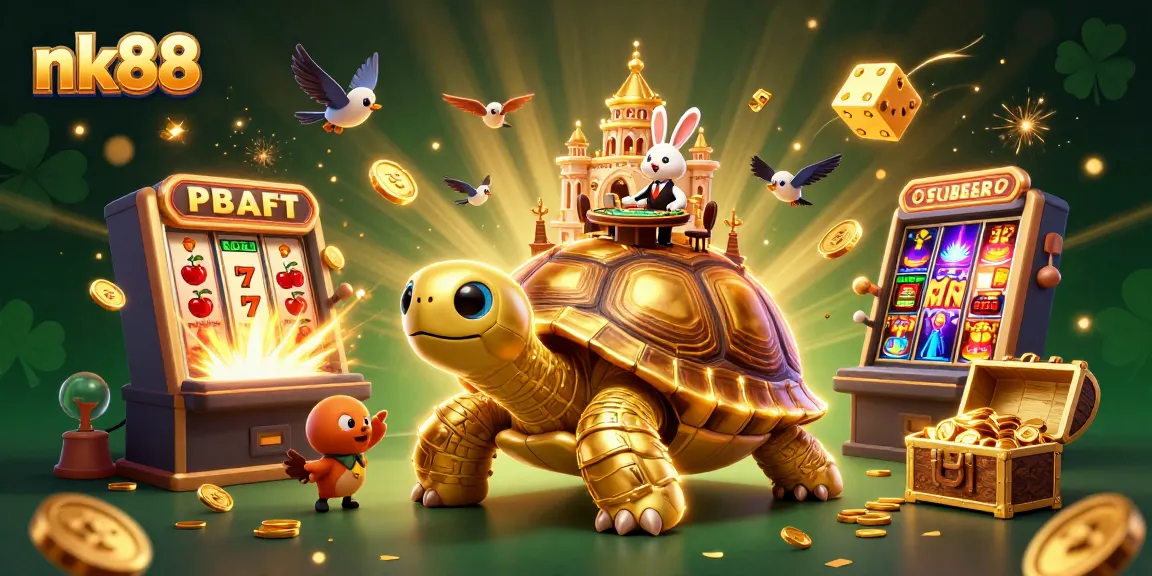 Experience thrilling action at nk88 with a vibrant scene featuring a golden tortoise casino.