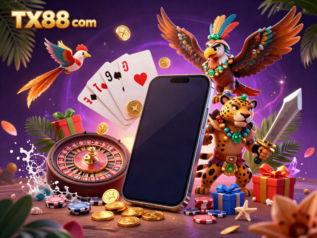 Experience thrilling gameplay with TX88 com in a vibrant casino adventure scene.