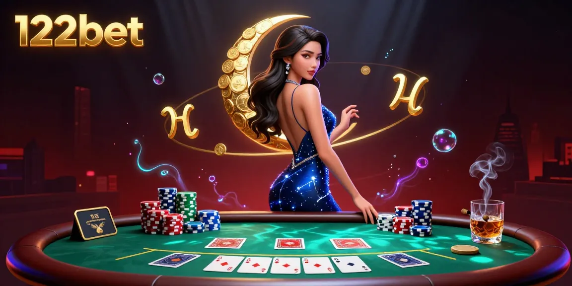 Experimente a emoção com 122bet desfrutando de uma cena de pôquer luxuosa repleta de elementos vibrantes de cassino.