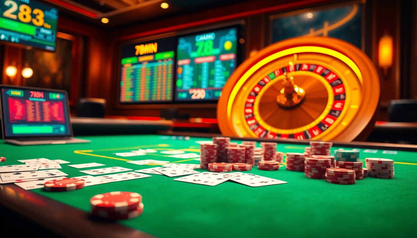 Experience the excitement of 78win online casino with vibrant tables and engaging gaming visuals.