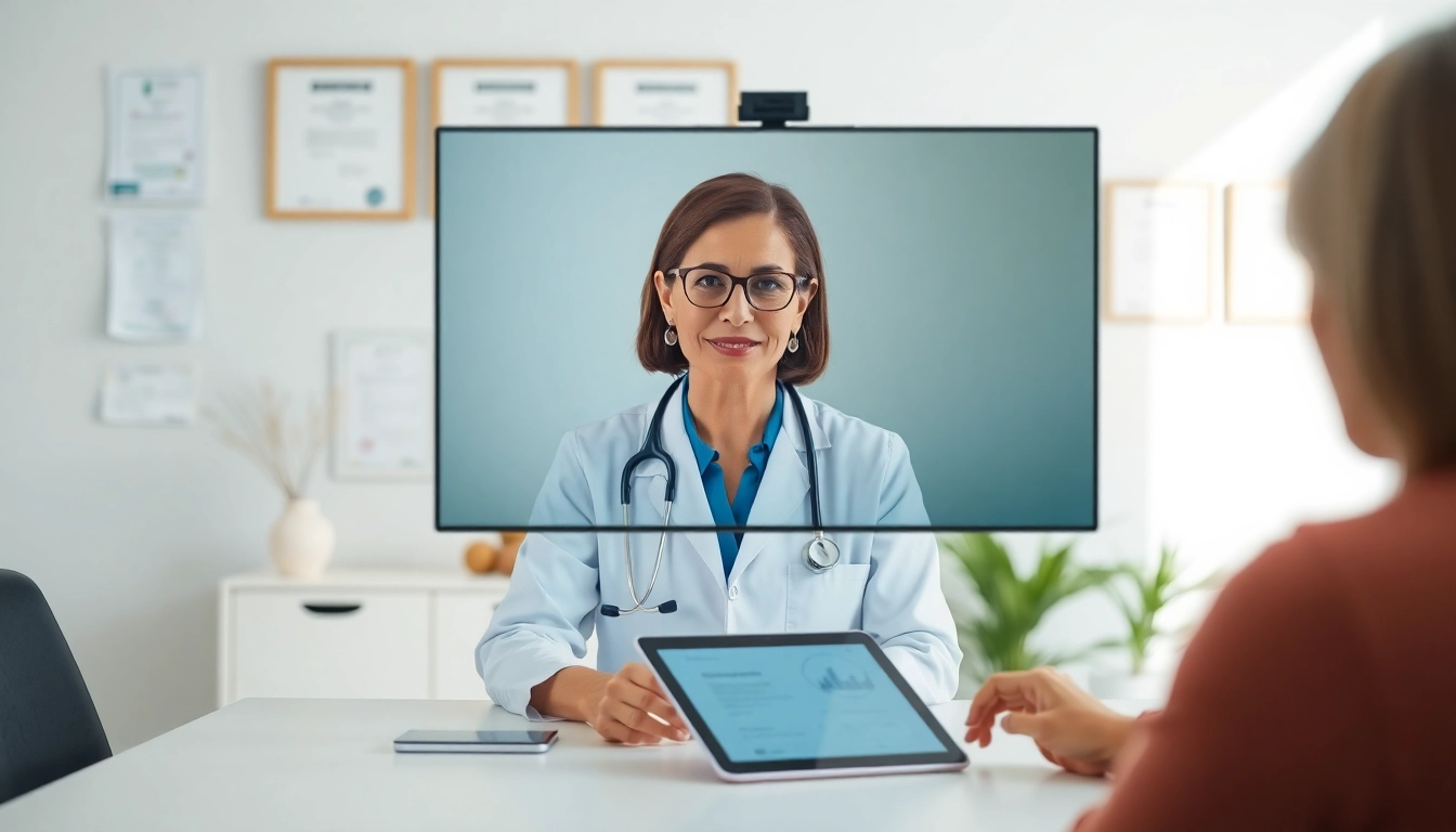 Engage in an affordable online doctor consultation with a reassuring doctor in a modern office environment.