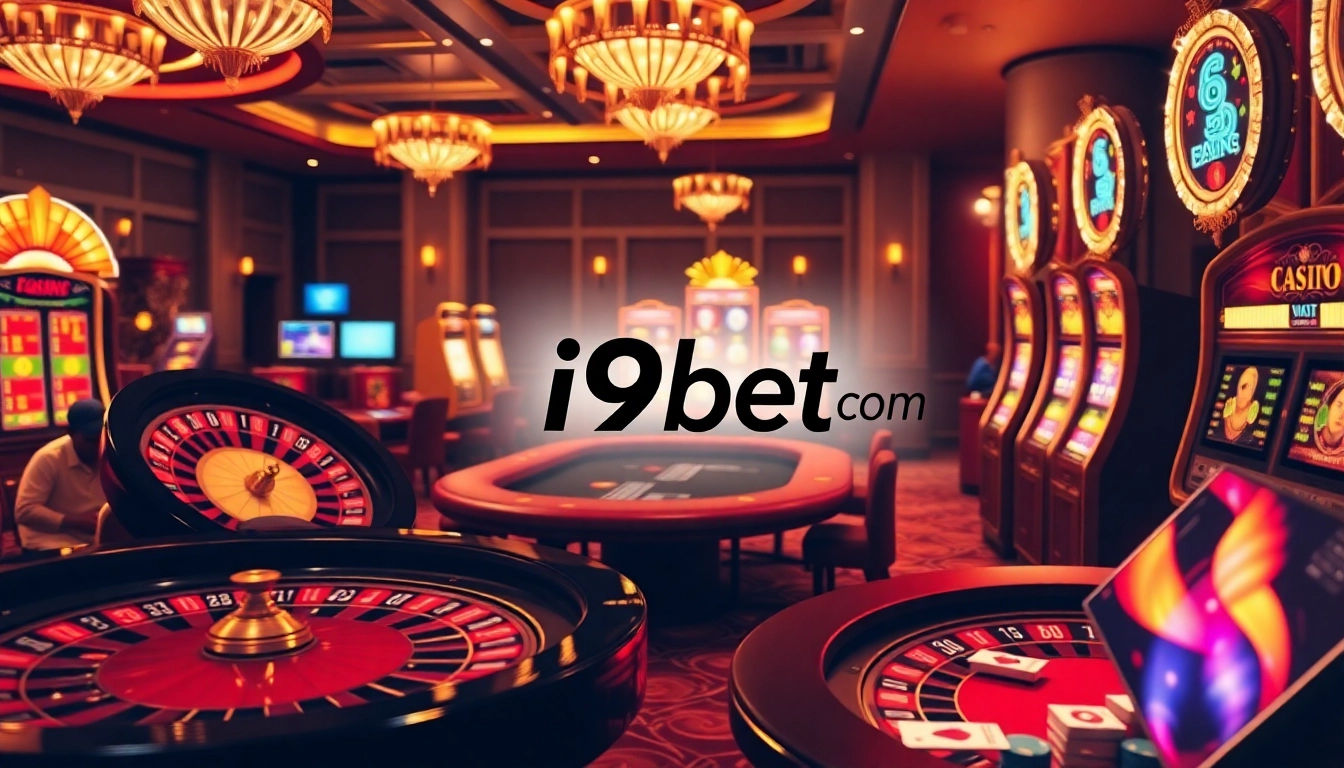 Experience excitement at i9bet com with vibrant casino visuals featuring roulette and poker.