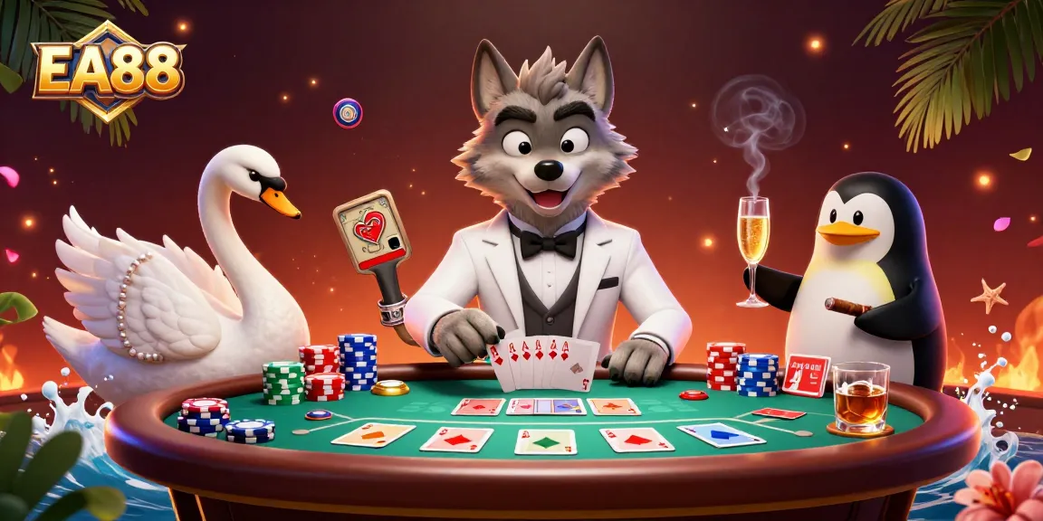 Experience the thrilling baccarat action at EA88 with the debonair wolf and friends