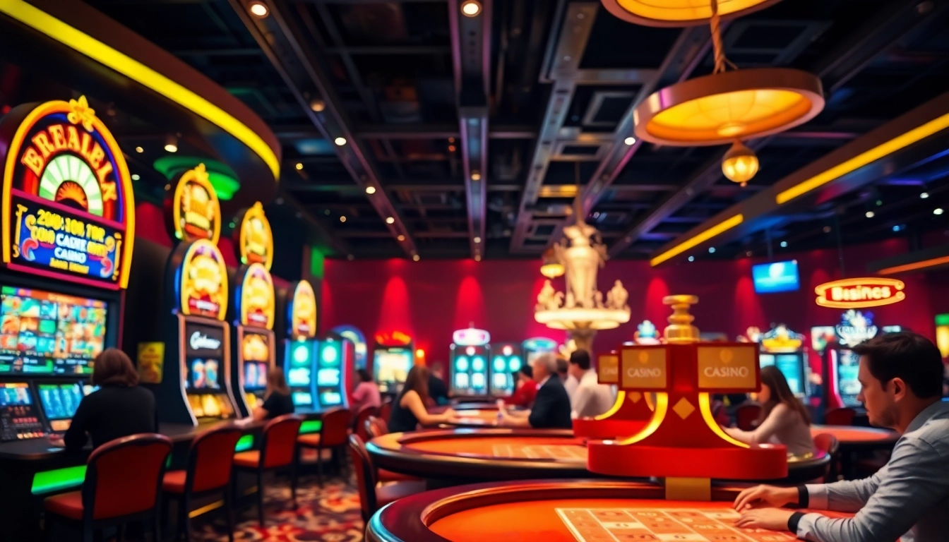 Gagner des jackpots sur un site casino en ligne avec des joueurs captivés et des machines animées.