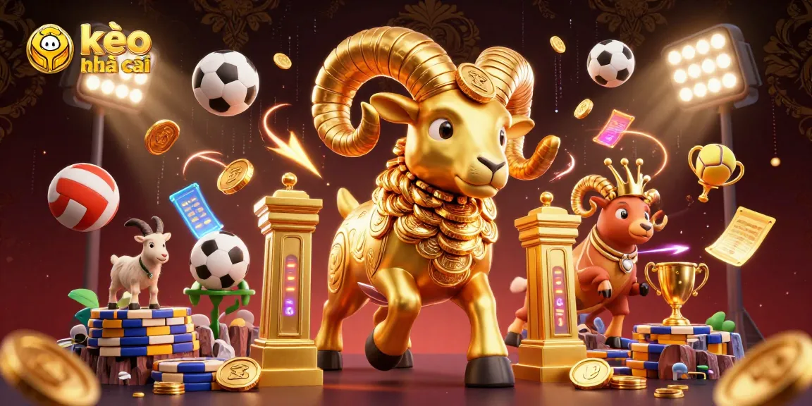 Experience thrilling sports betting with kèo nhà cái showcased as dynamic 3D illustration.
