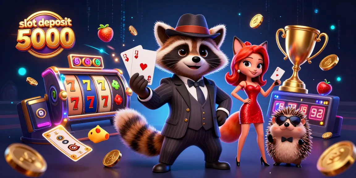 Experience the thrill of slot deposit 5000 with animated characters in a vibrant casino scene.