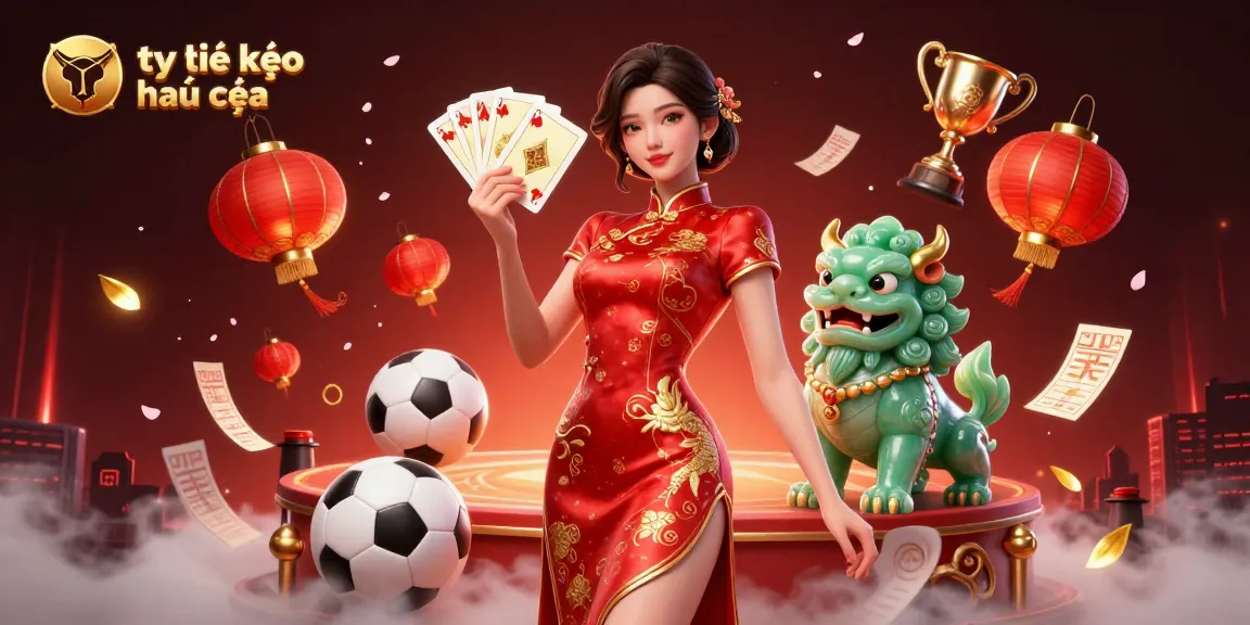 Engage with tỷ lệ kèo nhà cái as an elegant woman in qipao hosts a vibrant sports betting scene.