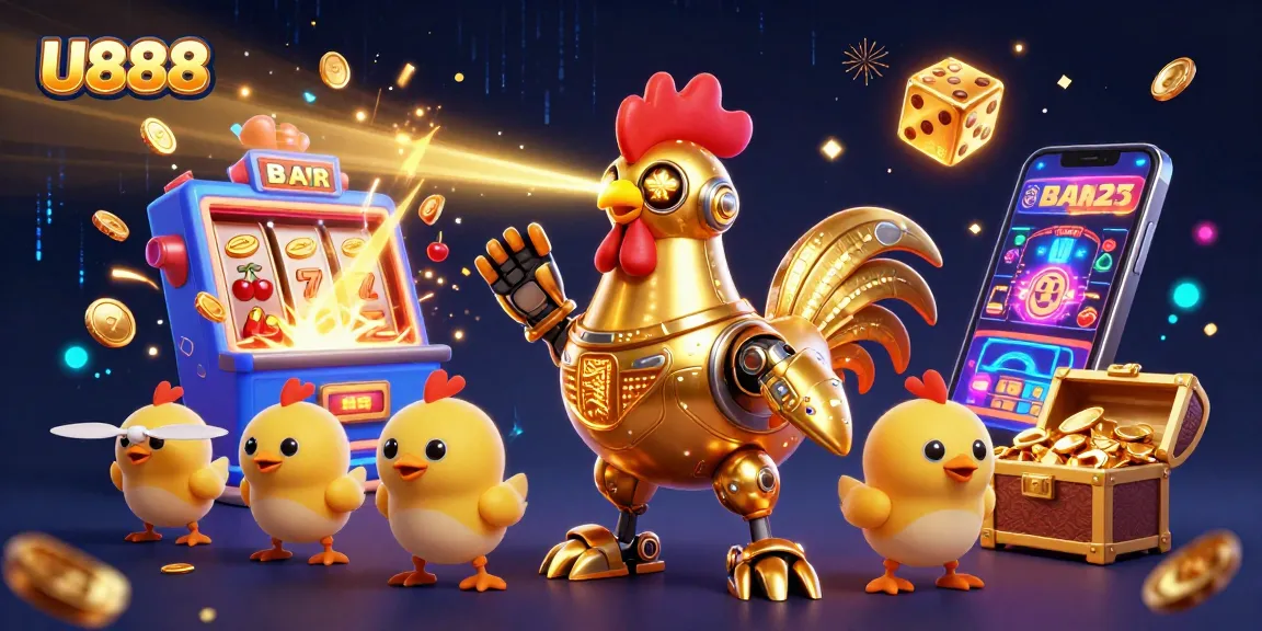 Engage in thrilling gaming adventures with U888's vibrant 3D casino robots!