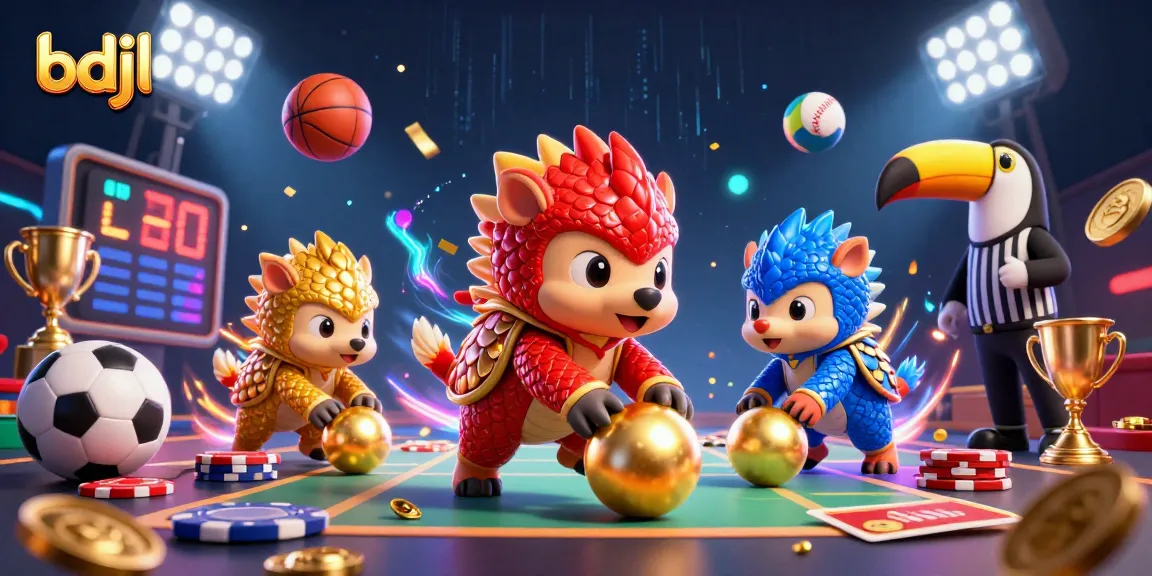 bdjl pangolins compete in a dynamic casino scene with chips and sports elements.