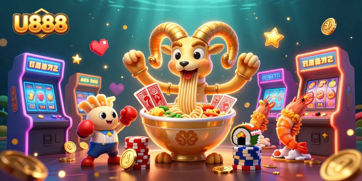 Engage in thrilling gambling with U888's vibrant 3D illustration of games and cards.